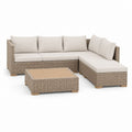 Set divano angolare da giardino beige in rattan PE con tavolino 240 x 160 x 70 cm