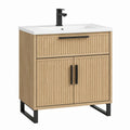 Mobile bagno con lavabo in ceramica rovere naturale 60 x 46 x 85 cm