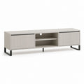 Mobile porta TV beige in MDF rettangolare con ante scorrevoli e vano cavi 180 x 40 x 55 cm