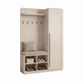Mobile da ingresso con appendiabiti panca scarpiera e armadio beige in MDF 120 x 40 x 160 cm
