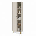 Colonna bagno con anta e 5 ripiani aperti beige in MDF 40 x 30 x 180 cm