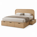Letto contenitore matrimoniale rettangolare in MDF impiallacciato rovere naturale 160 x 200 cm