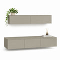 Set mobili TV sospesi tortora in pannello truciolare nobilitato 180 x 40 x 40 cm e 160 x 35 x 35 cm