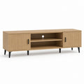 Mobile porta TV in MDF rovere chiaro con ante scanalate 180 x 40 x 60 cm