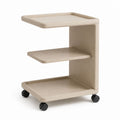Tavolino laterale con ruote rovere chiaro in MDF rettangolare a 3 ripiani 50 x 35 x 65 cm