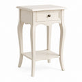 Tavolino laterale con cassetto avorio in legno massello e MDF rettangolare 40 x 35 x 70 cm