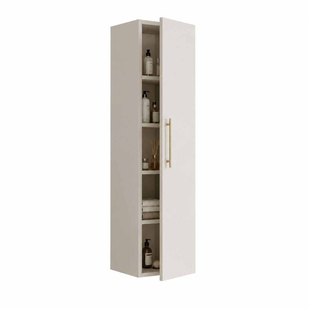Colonna bagno sospesa bianco in truciolare melaminico con anta 30 x 30 x 170 cm